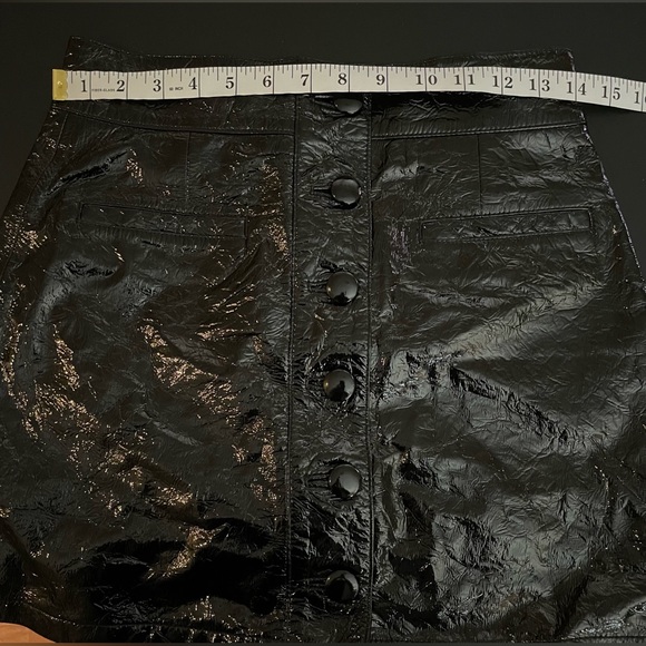 NWOT 7 For All Mankind Leather Mini Button Down Skirt Front Pockets Size S - Picture 11 of 15